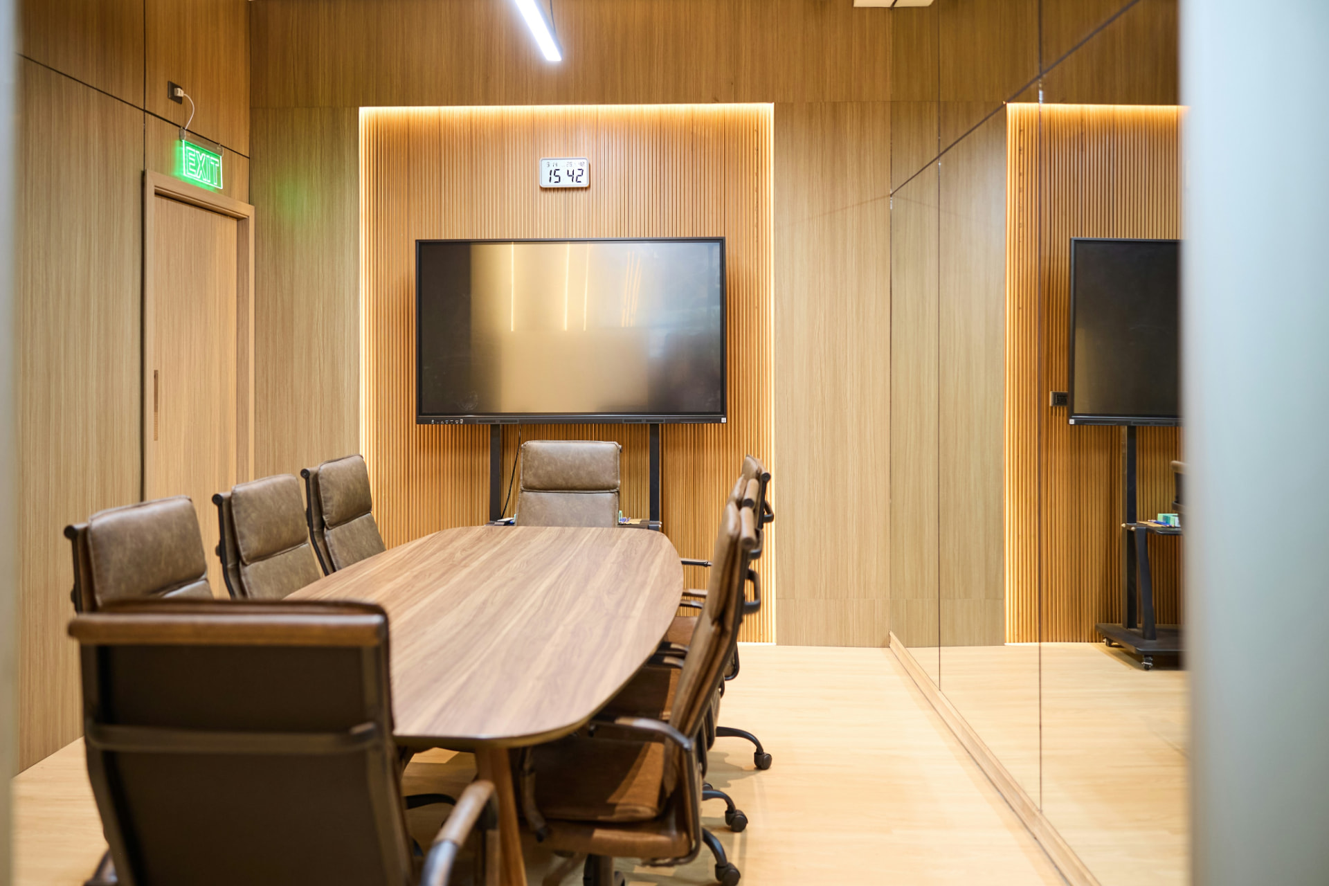 Executive boardroom prepared for a leadership meeting